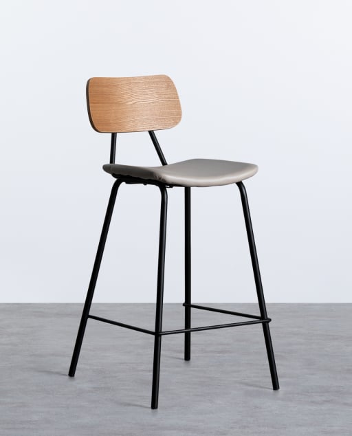 Pack 4 Tabourets Hauts en Similicuir et Bois (66 cm) Tallor