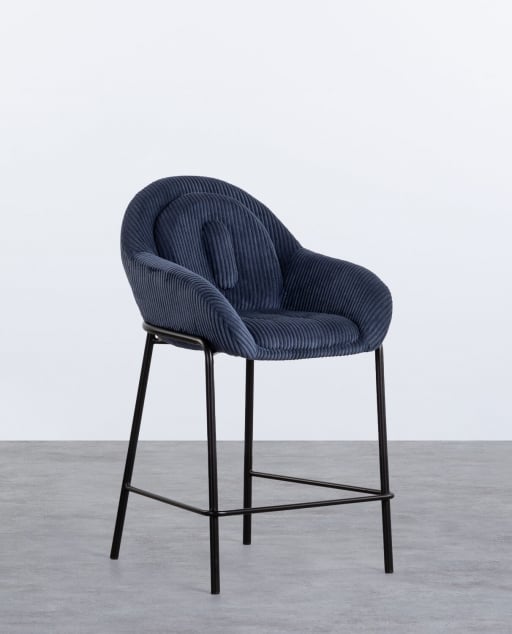 Pack 4 Tabourets en Velours Côtelé Épais et Métal (62 cm) Bres
