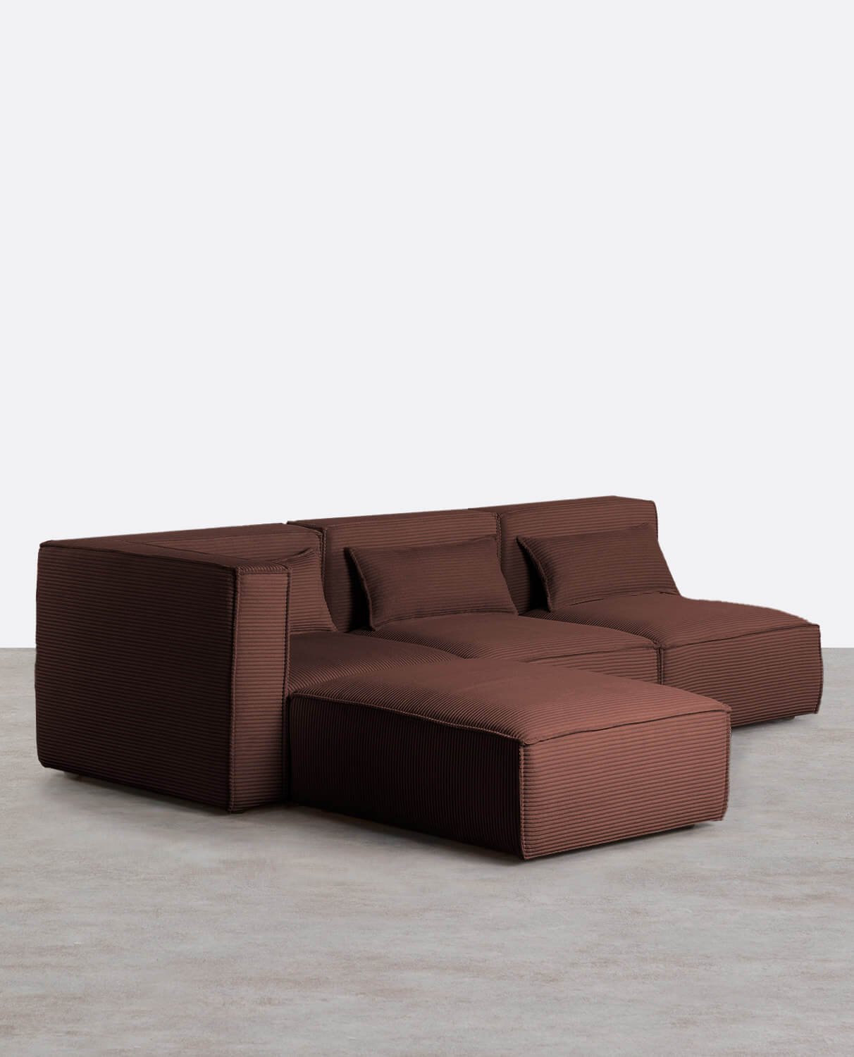 Canapé d'Angle Modulable 3 Pièces avec 2 Fauteuils et Pouf en Velours Côtelé Épais Kilhe, image de la gelerie 2