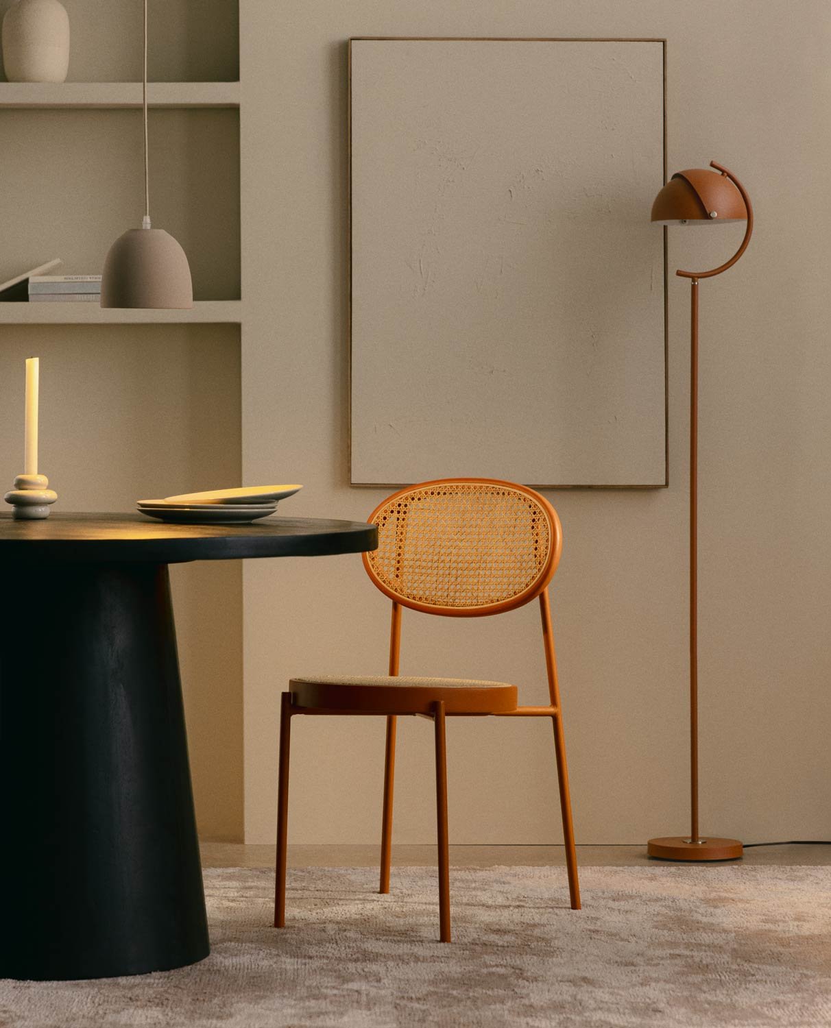 Pack 2 Chaises de Salle à Manger en Rotin Naturel et Métal Vili, image de la gelerie 2