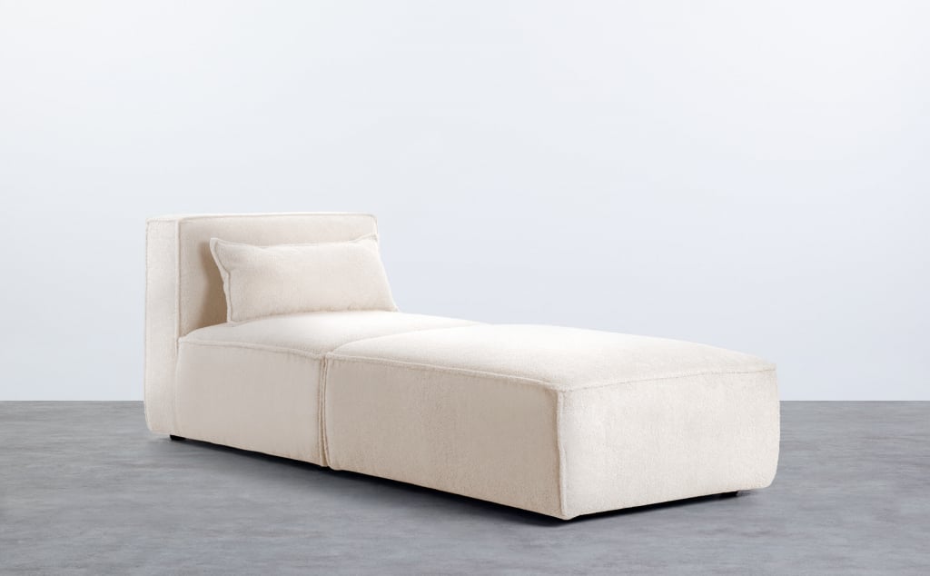 Fauteuil Modulable avec Pouf en Tissu Bouclé Kilhe