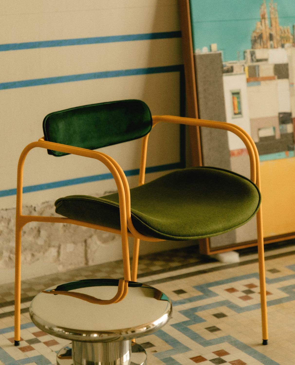 Pack de 2 Chaises de Salle à Manger avec Accoudoirs en Velours et Tissu Ilan, image de la gelerie 2