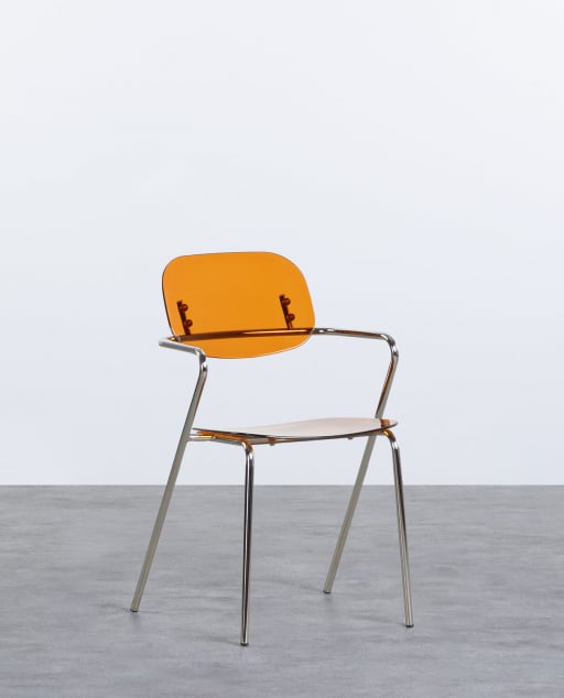 Pack 4 Chaises de Salle à Manger avec Accoudoirs en Polyéthylène et Métal Pinha