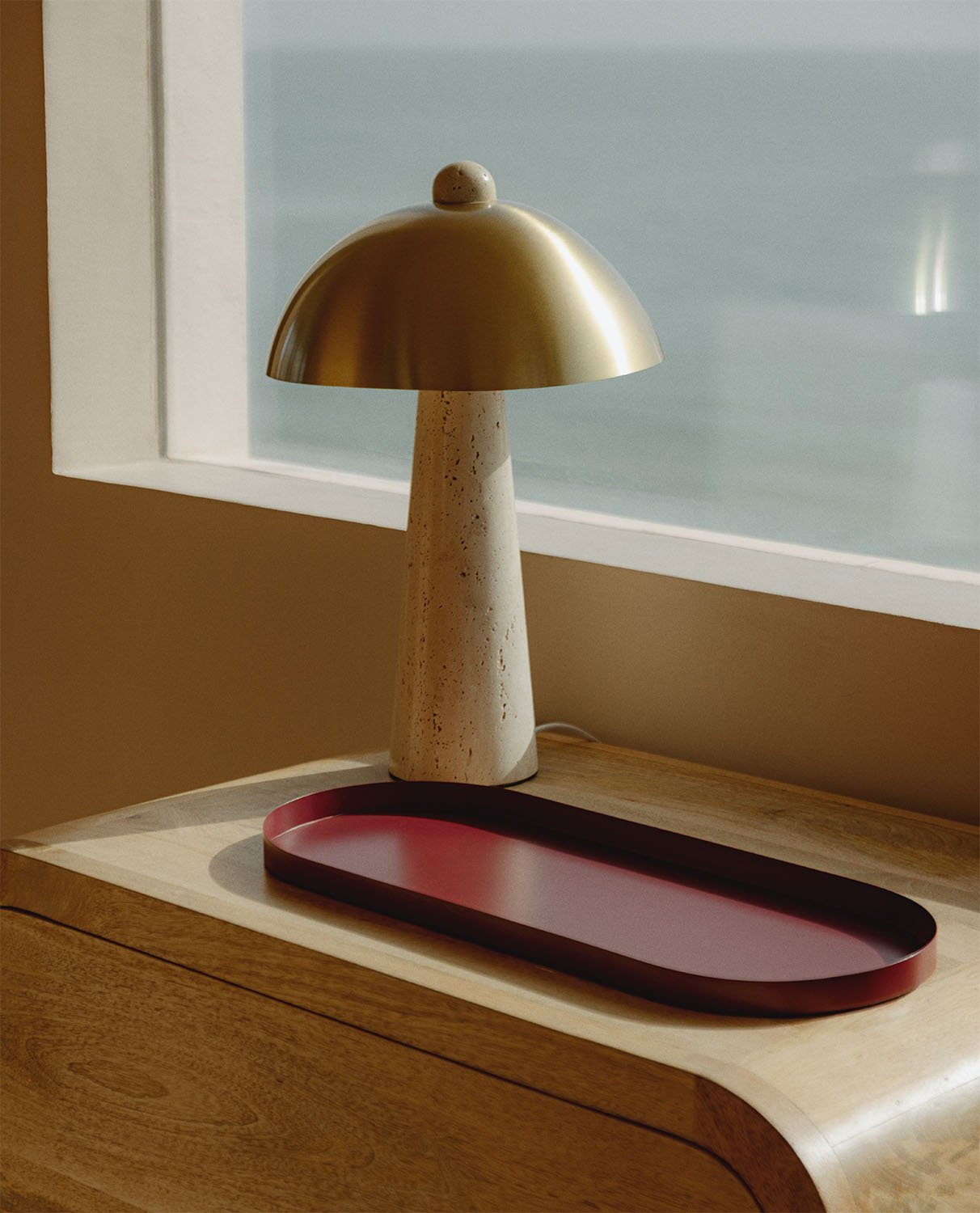 Lampe de Table en Métal et Marbre Travertin Hugo, image de la gelerie 2