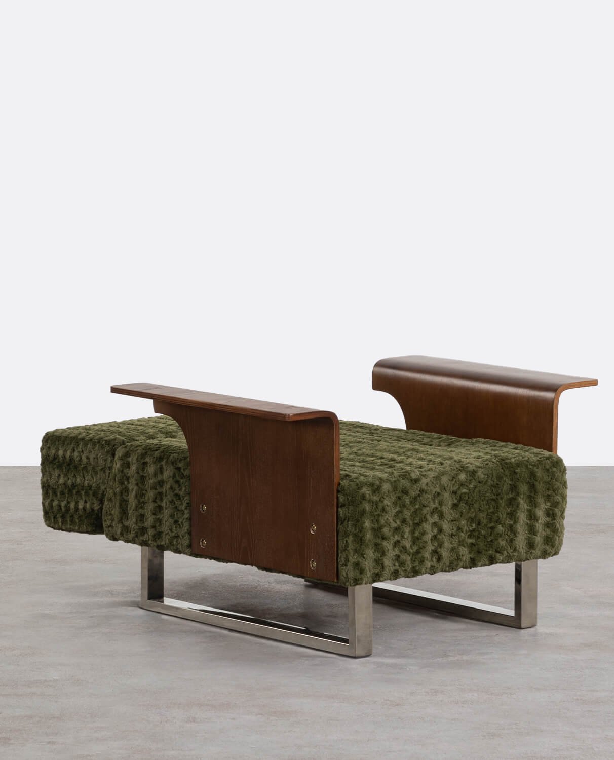 Fauteuil Inclinable en  avec Repose-pieds en Tissu et Bois 70s Furry, image de la gelerie 2