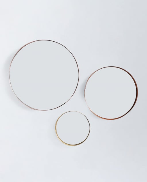 Lot de 3 Miroirs Muraux Ronds en Métal Esdras