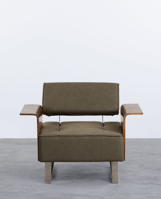 Fauteuil Inclinable avec Accoudoirs en Bois et Tissu 70S