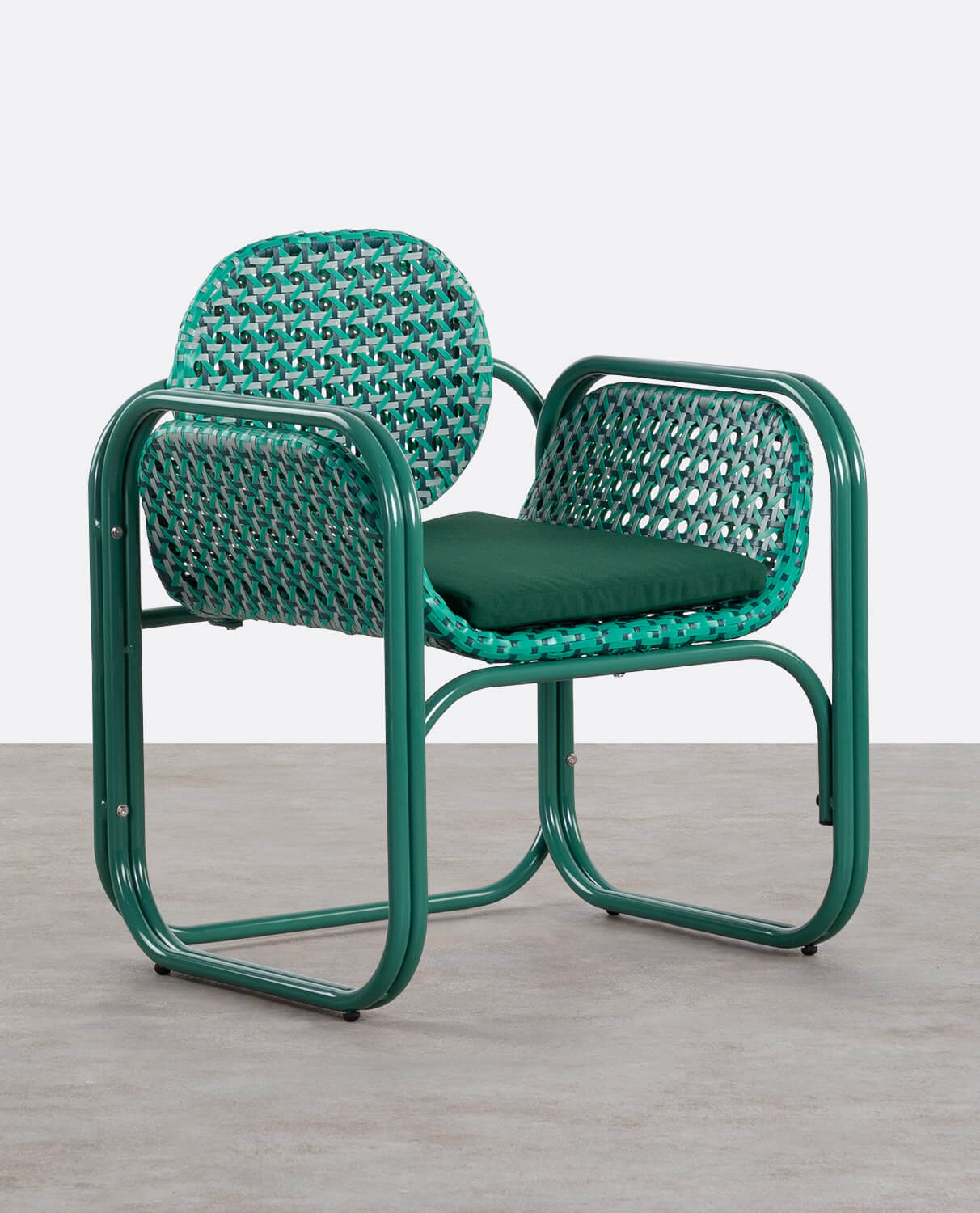 Pack 2 Fauteuils avec Accoudoirs en Aluminium et Rotin Synthétique avec Coussin Roys, image de la gelerie 1