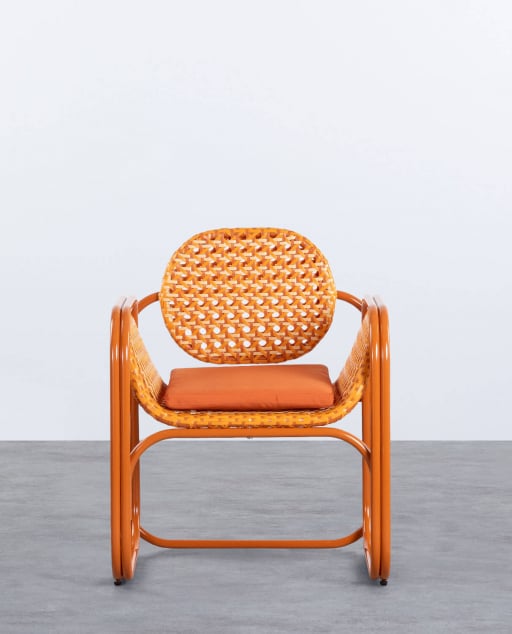 Pack 2 Fauteuils avec Accoudoirs en Aluminium et Rotin Synthétique avec Coussin Roys
