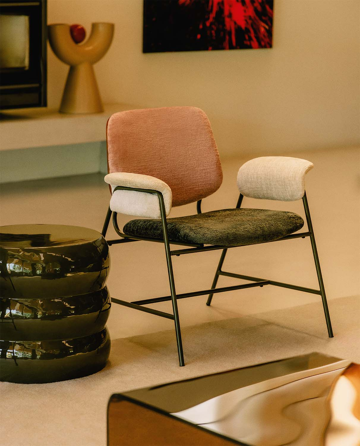 Pack 2 Fauteuils avec Accoudoirs en Métal et Tissu Vegas, image de la gelerie 2