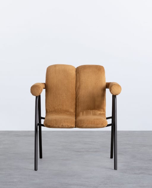 Pack 2 Fauteuils en velours Côtelé Épais et Métal Elles 