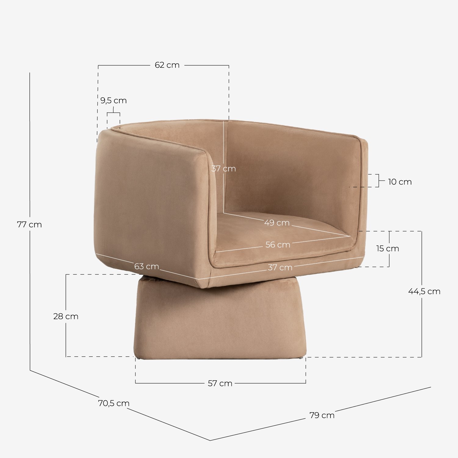 Pack de 2 Fauteuils Pivotants en Tissu Mauren , dimensions