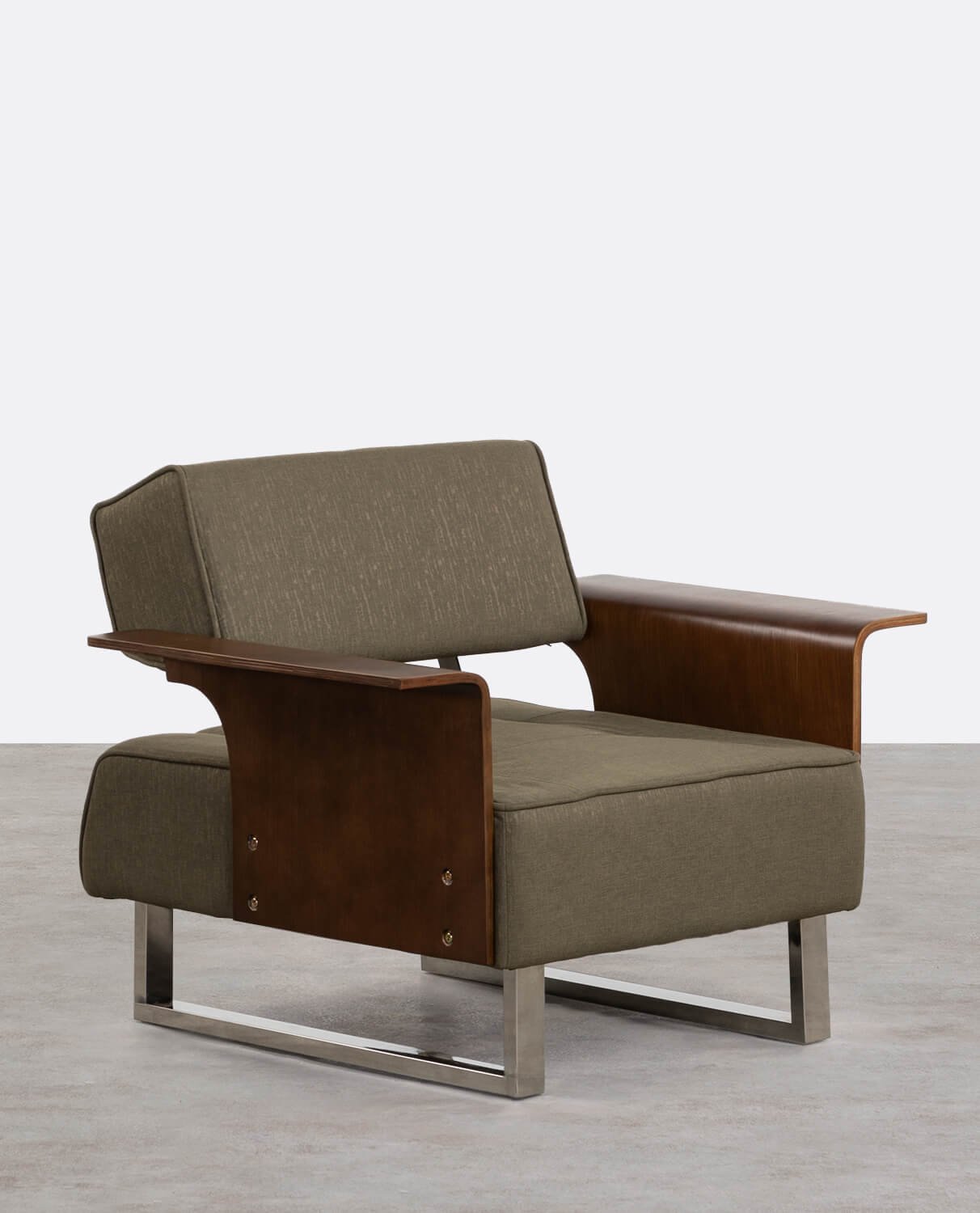 Pack 2 Fauteuils Inclinables avec Accoudoirs en Bois et Tissu 70S, image de la gelerie 1
