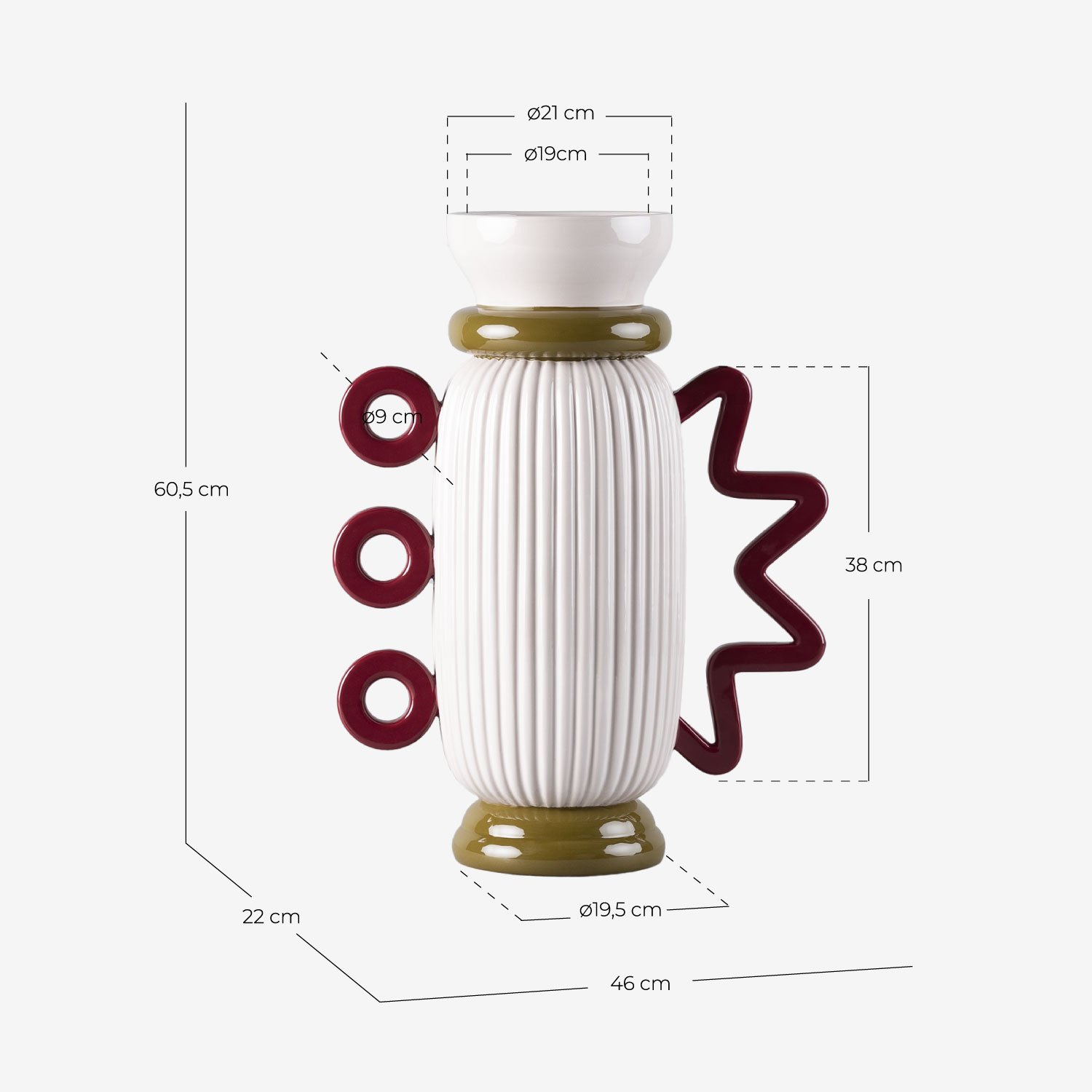 Grand Vase en Dolomite XL Odises, dimensions