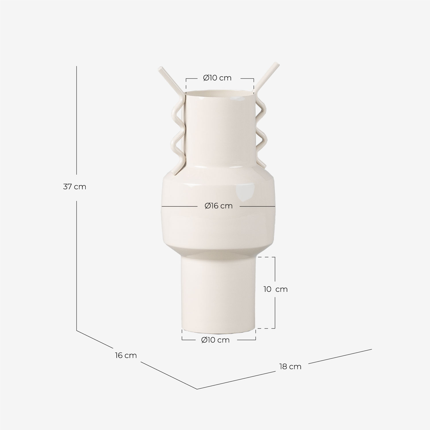 Vase en Métal (37 cm) Marci, dimensions