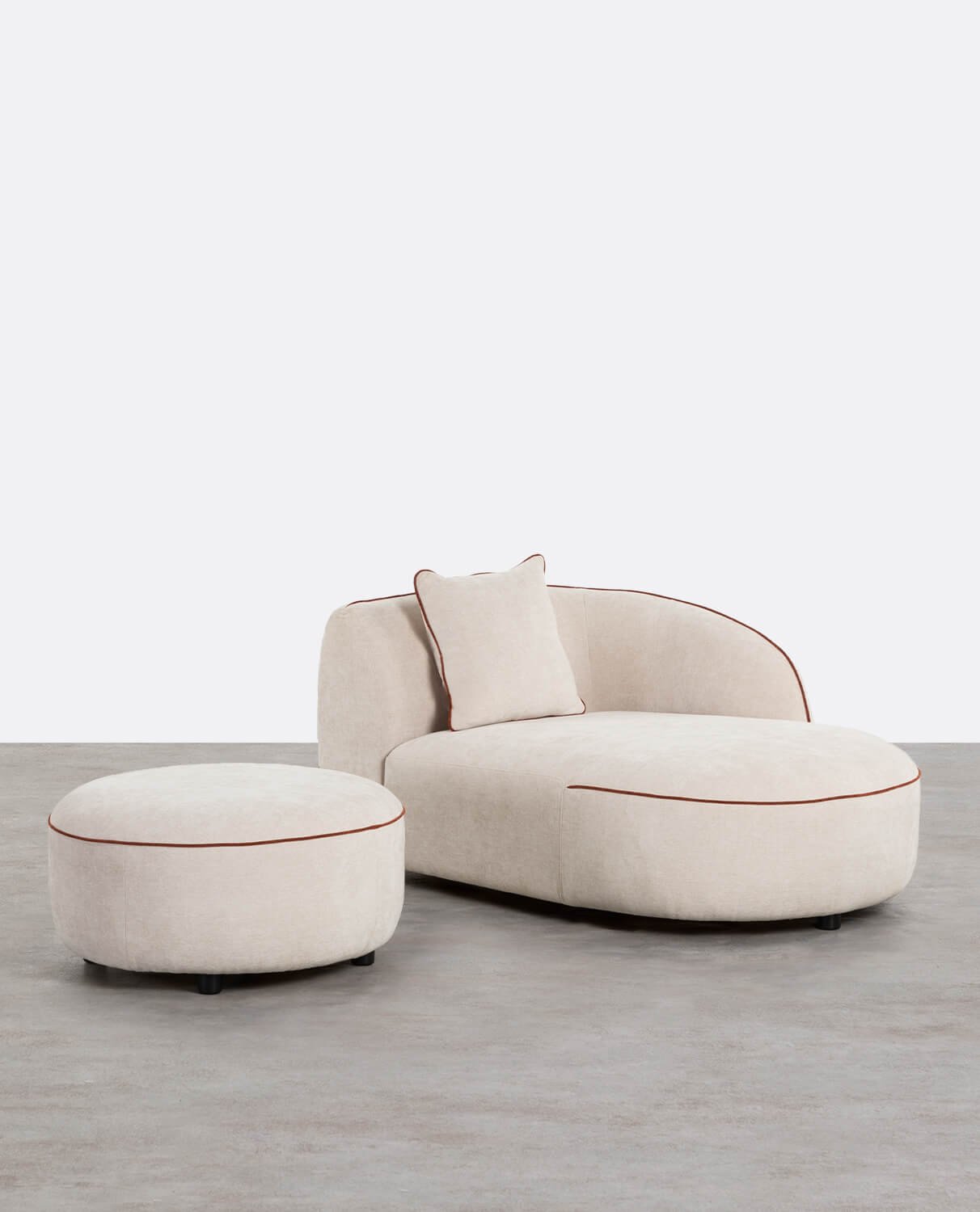 Chaise Longue Ronde en Tissu avec Pouf Ilham, image de la gelerie 1