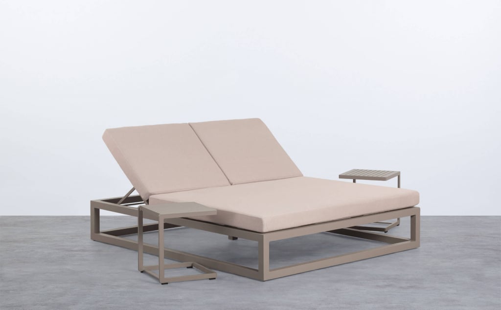 Double Tumbion Inclinable Kewin et 2 Tables d'Appoint en Aluminium Kreta Colours