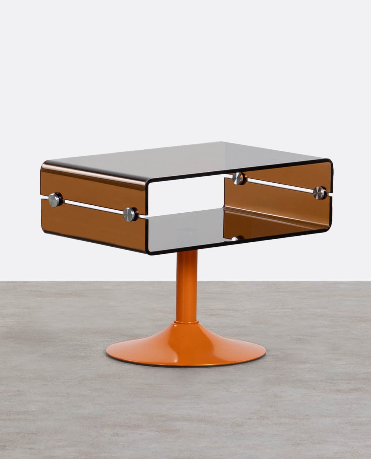 Table d'Appoint Rectangulaire en Verre et Métal (61x38 cm) Hedy, image de la gelerie 1