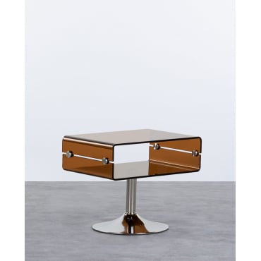 Table d'Appoint Rectangulaire en Verre et Métal (61x38 cm) Hedy