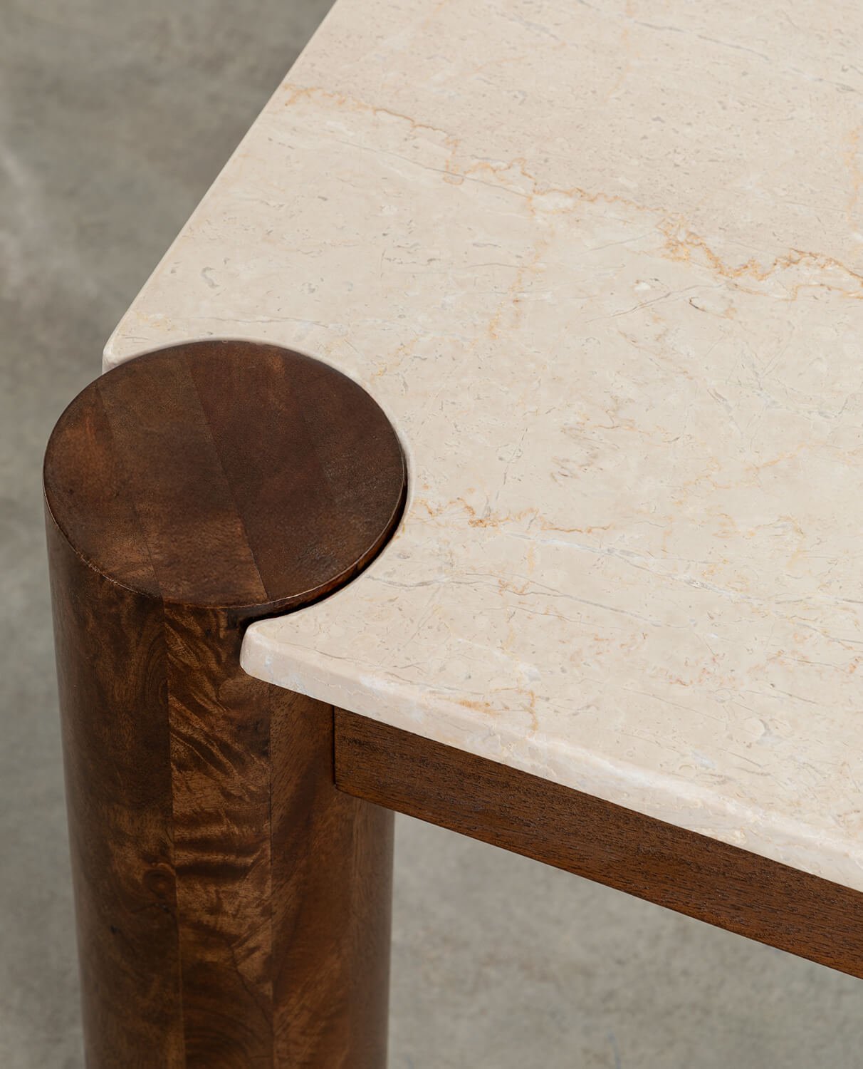 Table Basse Rectangulaire en Marbre Botticino et Bois de Manguier (120x60 cm) Dublin, image de la gelerie 3