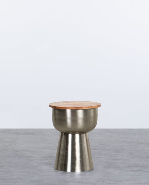 Table d'Appoint Ronde en Bois d'Acacia et Métal (Ø39 cm) Binchi