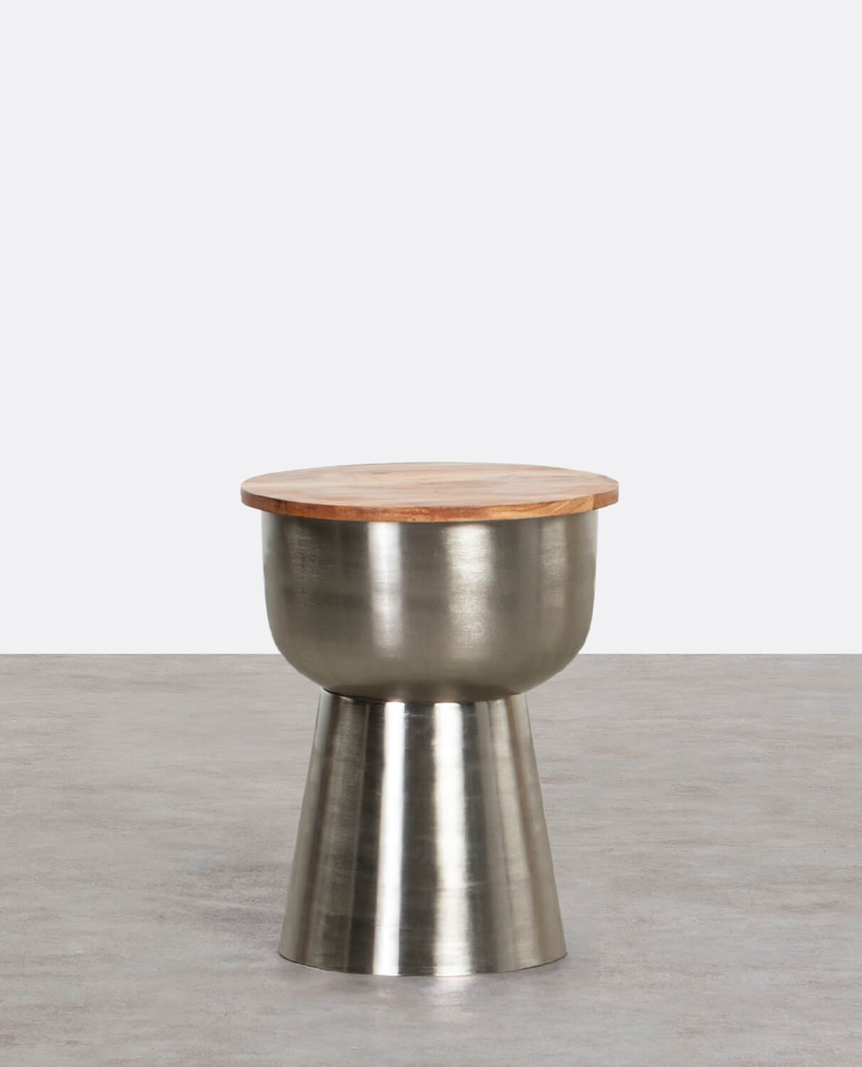 Table d'Appoint Ronde en Bois d'Acacia et Métal (Ø39 cm) Binchi, image de la gelerie 1