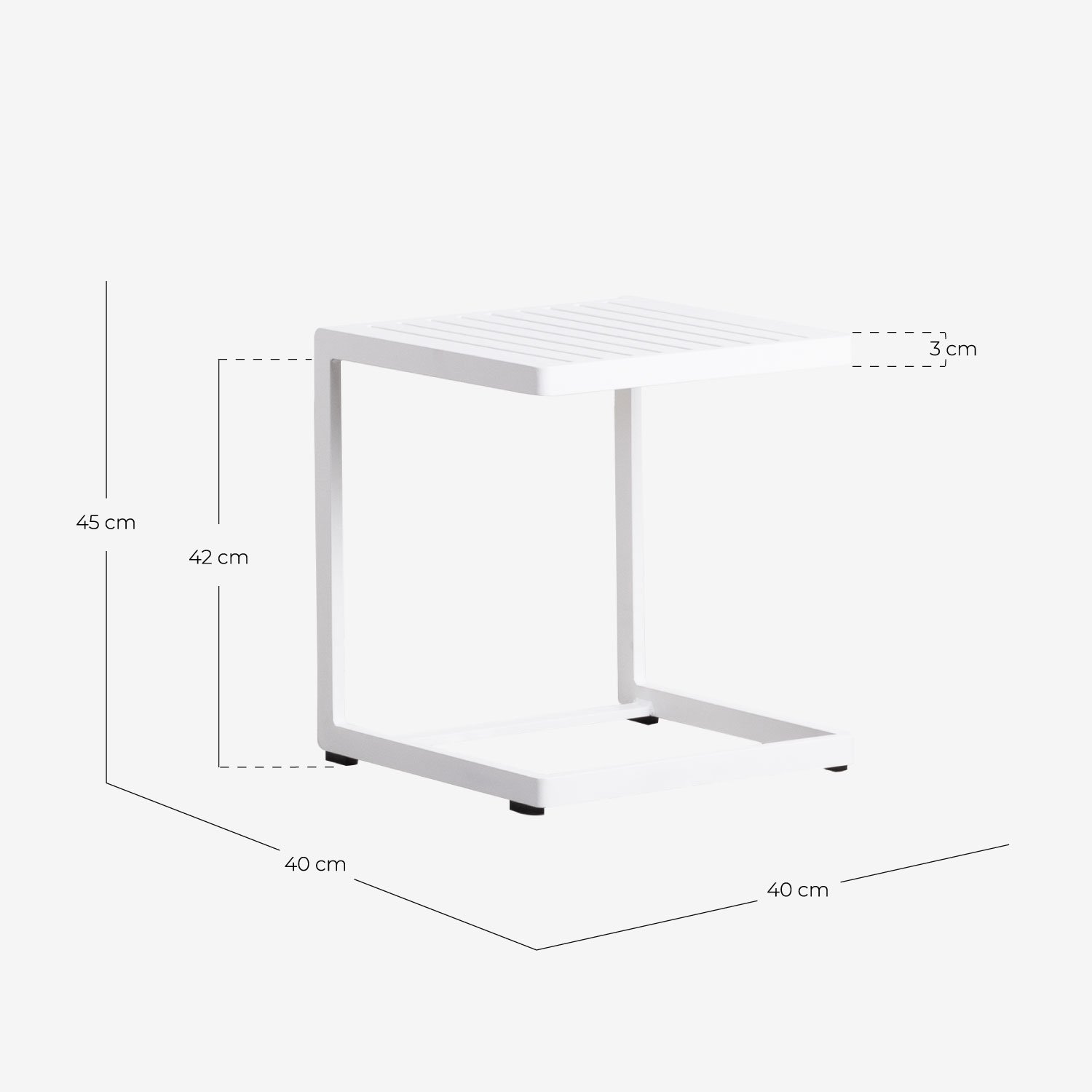 Table d'Appoint en Aluminium (40x40 cm) Kreta Colours, dimensions