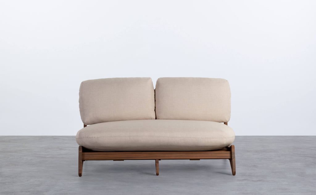 Canapé de Jardin 2 Places en Bois d'Acacia avec Coussins en Tissu Lorent