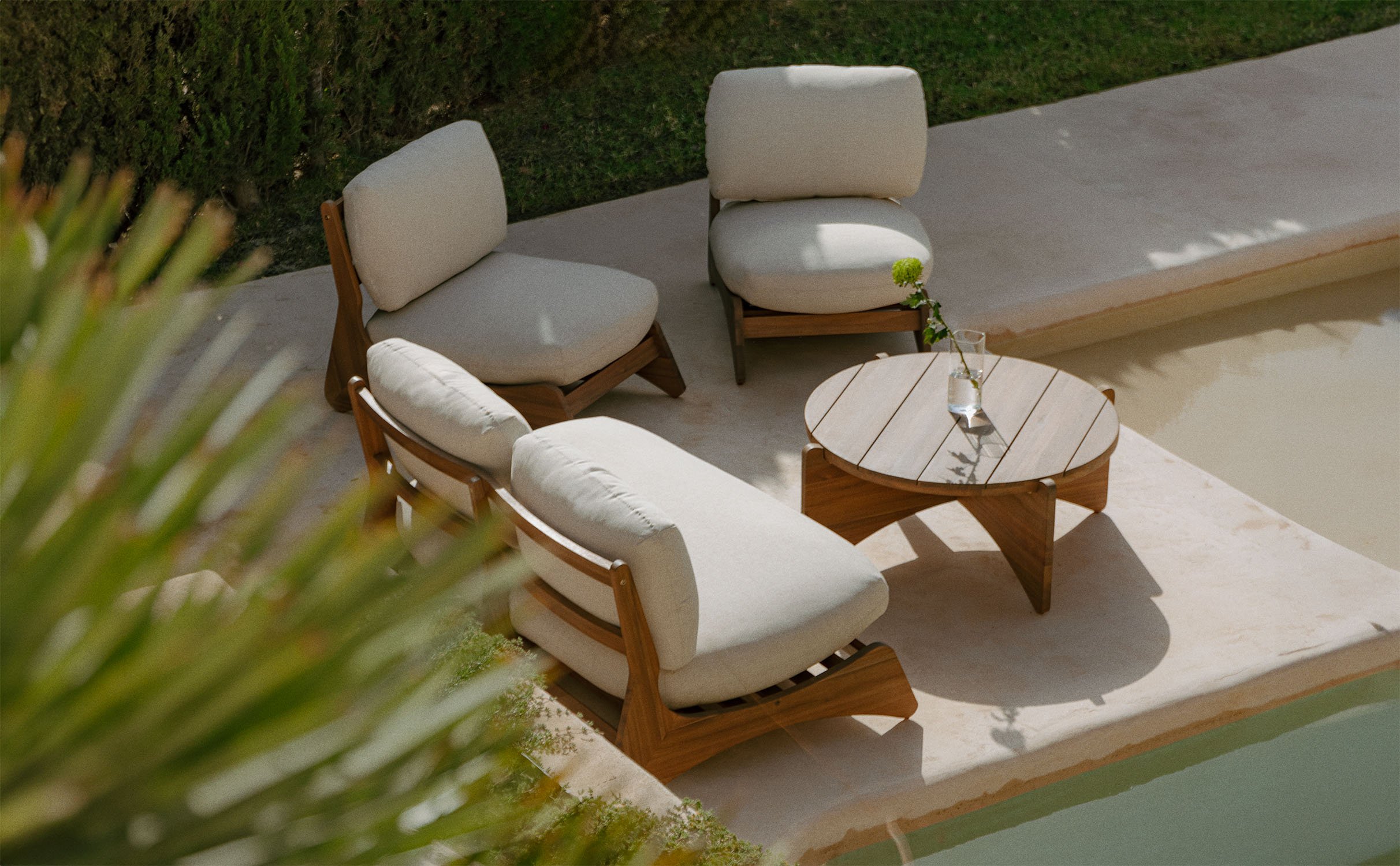 Ensemble de Jardin en Bois d'Acacia et Tissu Lorent, image de la gelerie 1