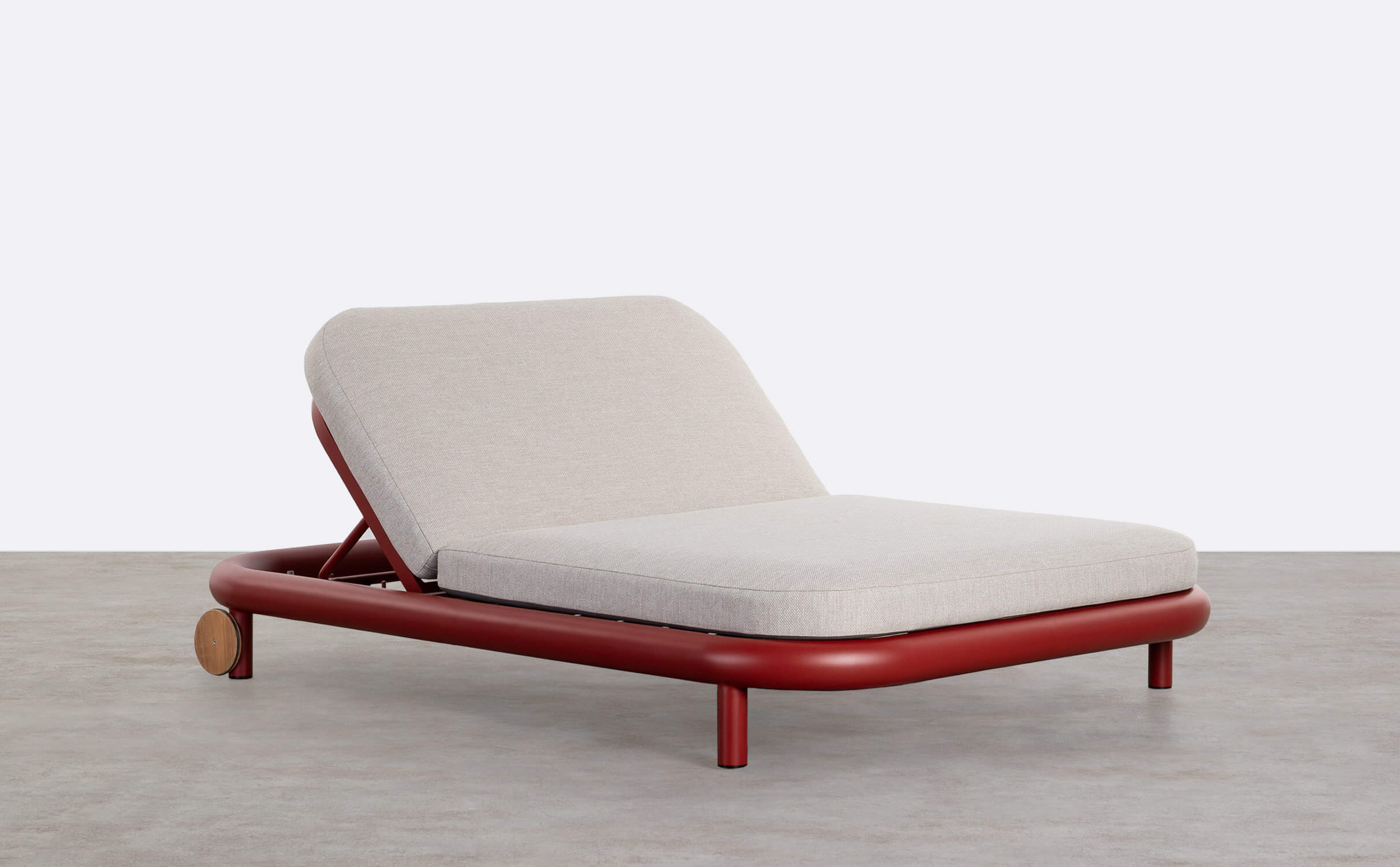 Chaise Longue Inclinable Double en Aluminium avec Coussin en Tissu Cheryl, image de la gelerie 1