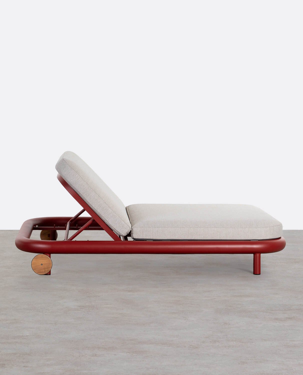 Chaise Longue Inclinable Double en Aluminium avec Coussin en Tissu Cheryl, image de la gelerie 2