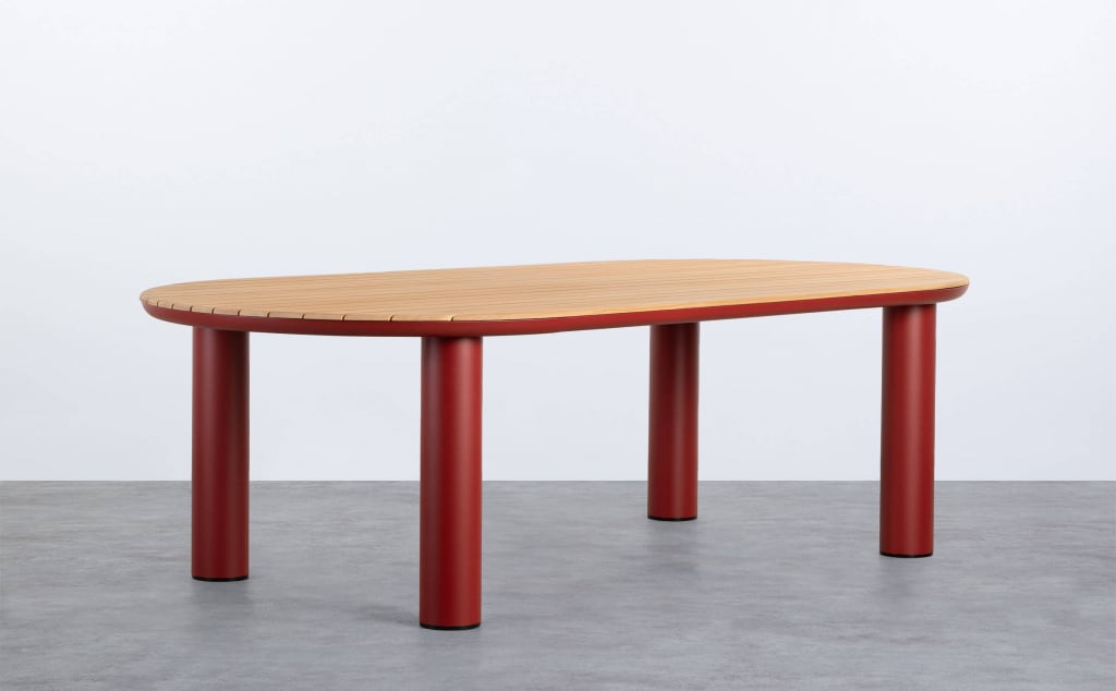 Table d'Extérieur Ovale en Aluminium et Bois de Teck (240x119 cm) Cheryl