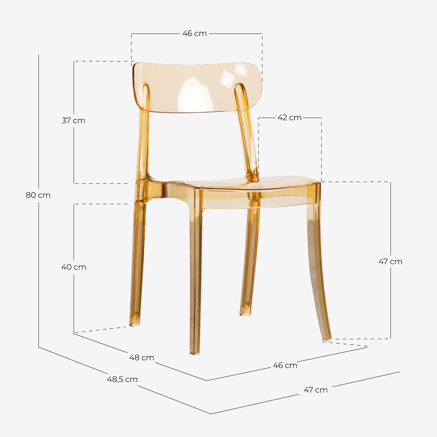 Chaise d´Extérieur en Polycarbonate Arlet, dimensions