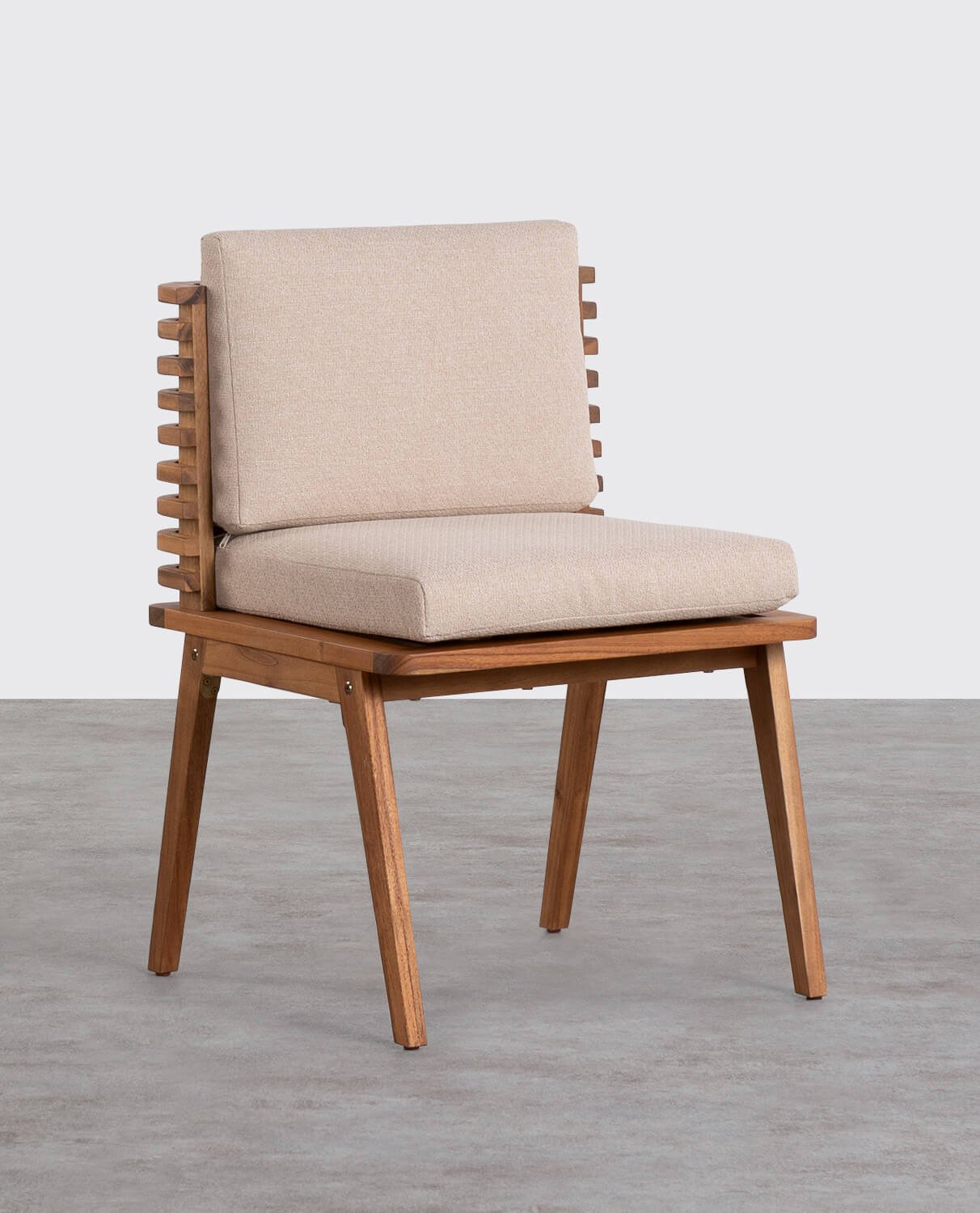 Chaise d'Extérieur en Bois d'Acacia avec Coussins en Tissu Hazan, image de la gelerie 1