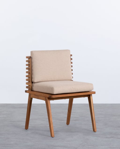 Chaise d'Extérieur en Bois d'Acacia avec Coussins en Tissu Hazan
