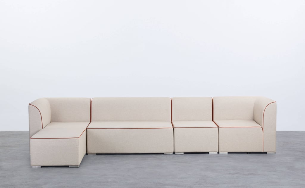 Canapé de Jardin d'Angle Modulable 4 Pièces avec Canapé 2 Places et Fauteuil avec Pouf en Tissu Lagos