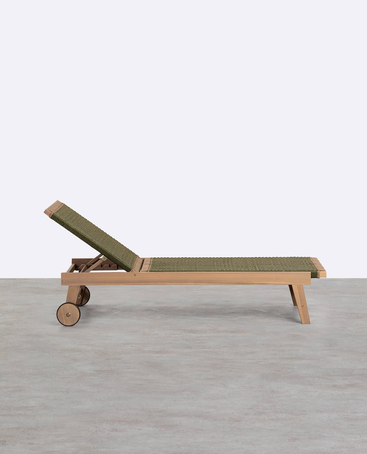 Pack de 2 Chaises Longues en Bois d'Acacia et Corde avec Roulettes Mirle, image de la gelerie 2
