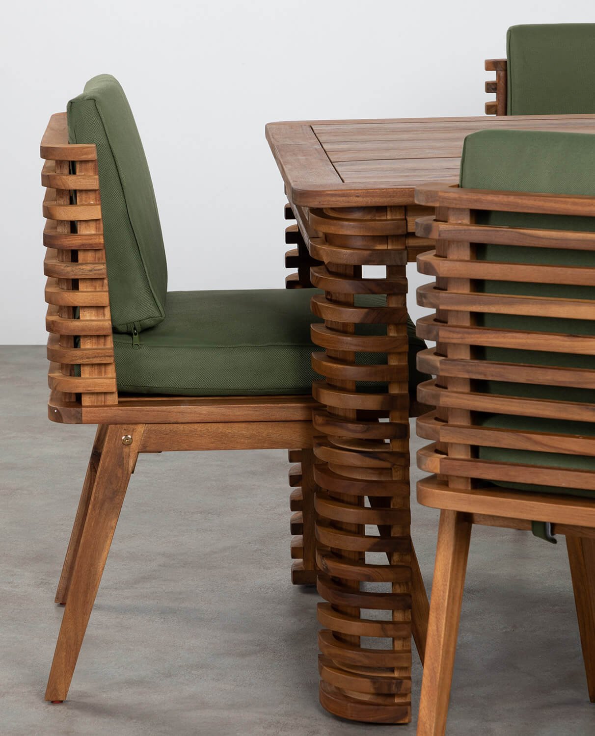 Set de Table Rectangulaire et 6 Chaises en Bois d´ Acacia et Tissu Hazan, image de la gelerie 2