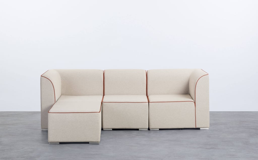 Canapé de Jardin Modulable 3 Pièces avec 2 Coins et Fauteuil avec Pouf en Tissu Lagos