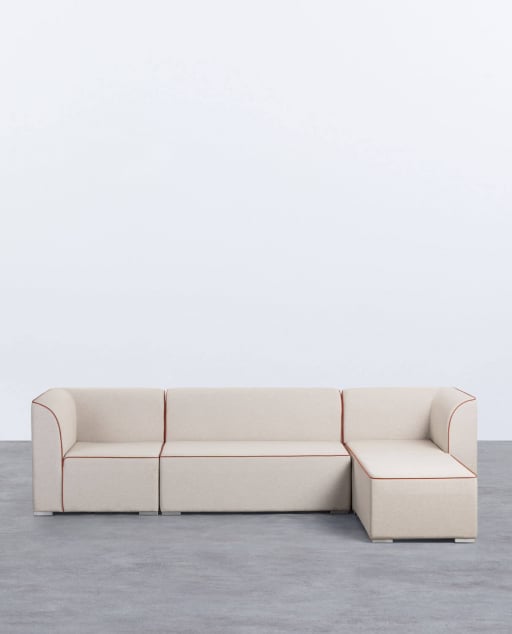 Canapé de Jardin Modulable 3 Pièces avec 2 Coins et Canapé 2 Places avec Pouf en Tissu Lagos
