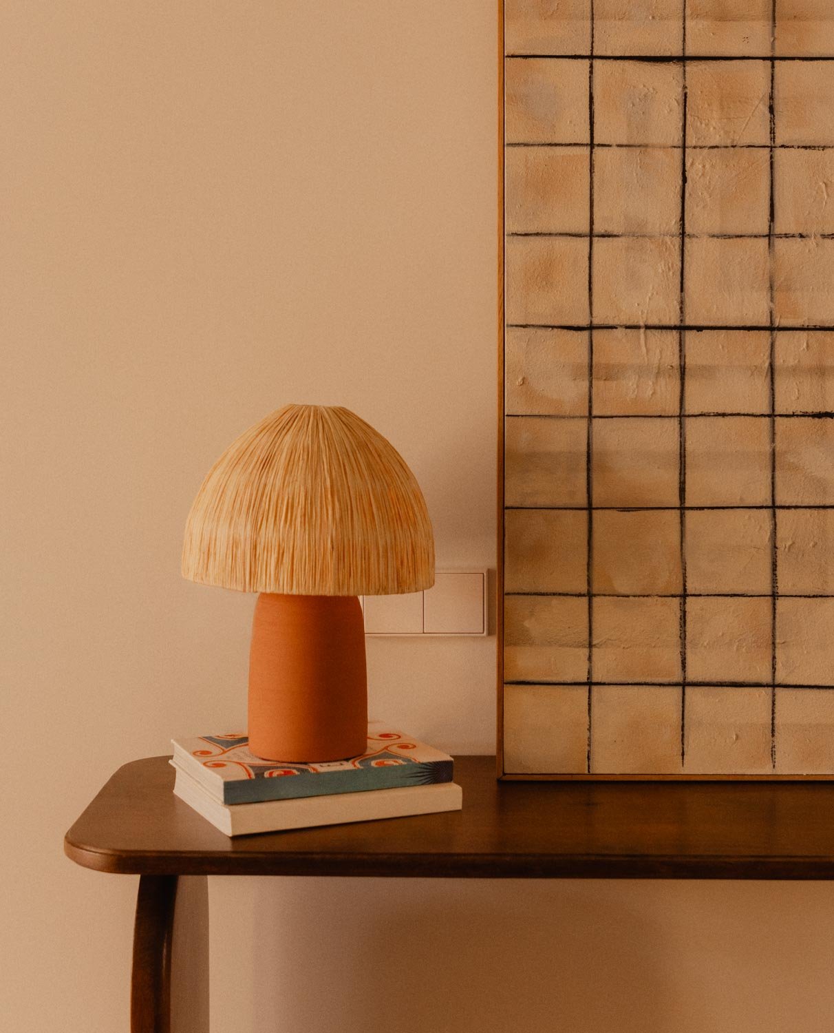 Lampe de Table en Raphia et Terre Cuite Abbie , image de la gelerie 2