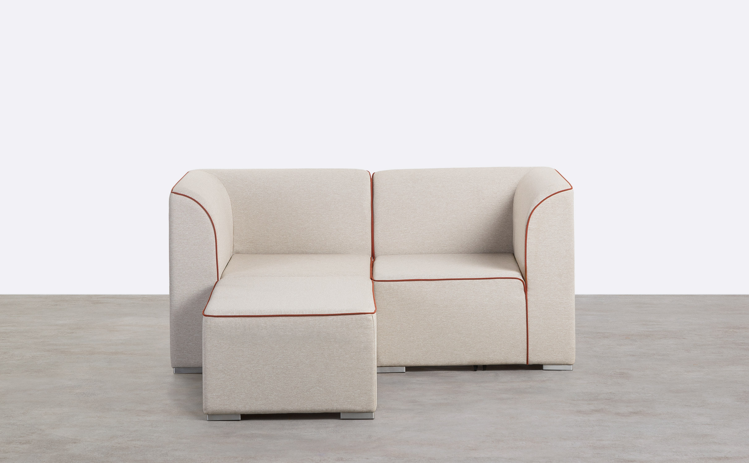 Canapé de Jardin Modulable 2 Pièces d'Angle avec Pouf en Tissu Lagos, image de la gelerie 1