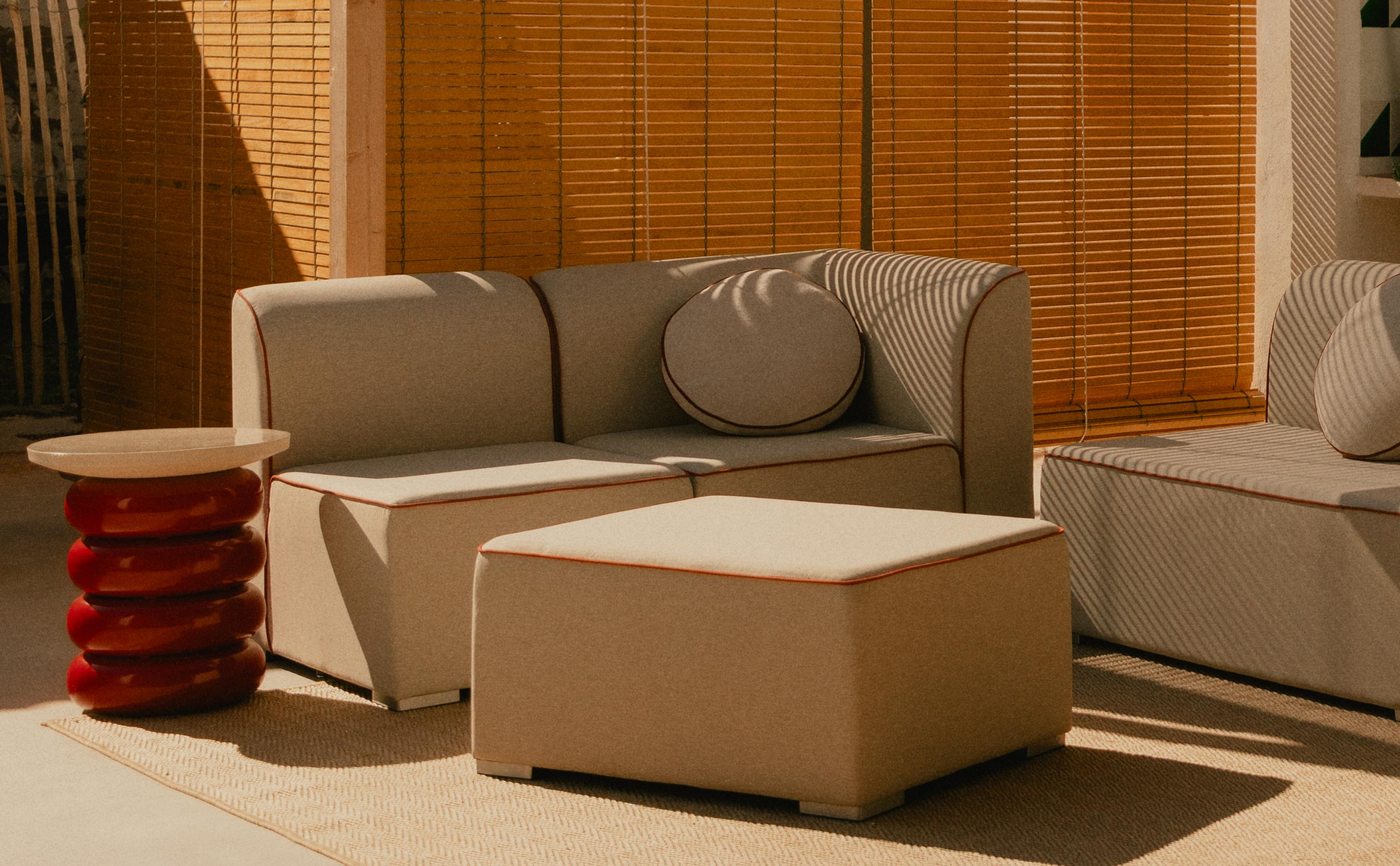 Canapé de Jardin Modulable 2 Pièces d'Angle et Fauteuil en Tissu Lagos, image de la gelerie 1