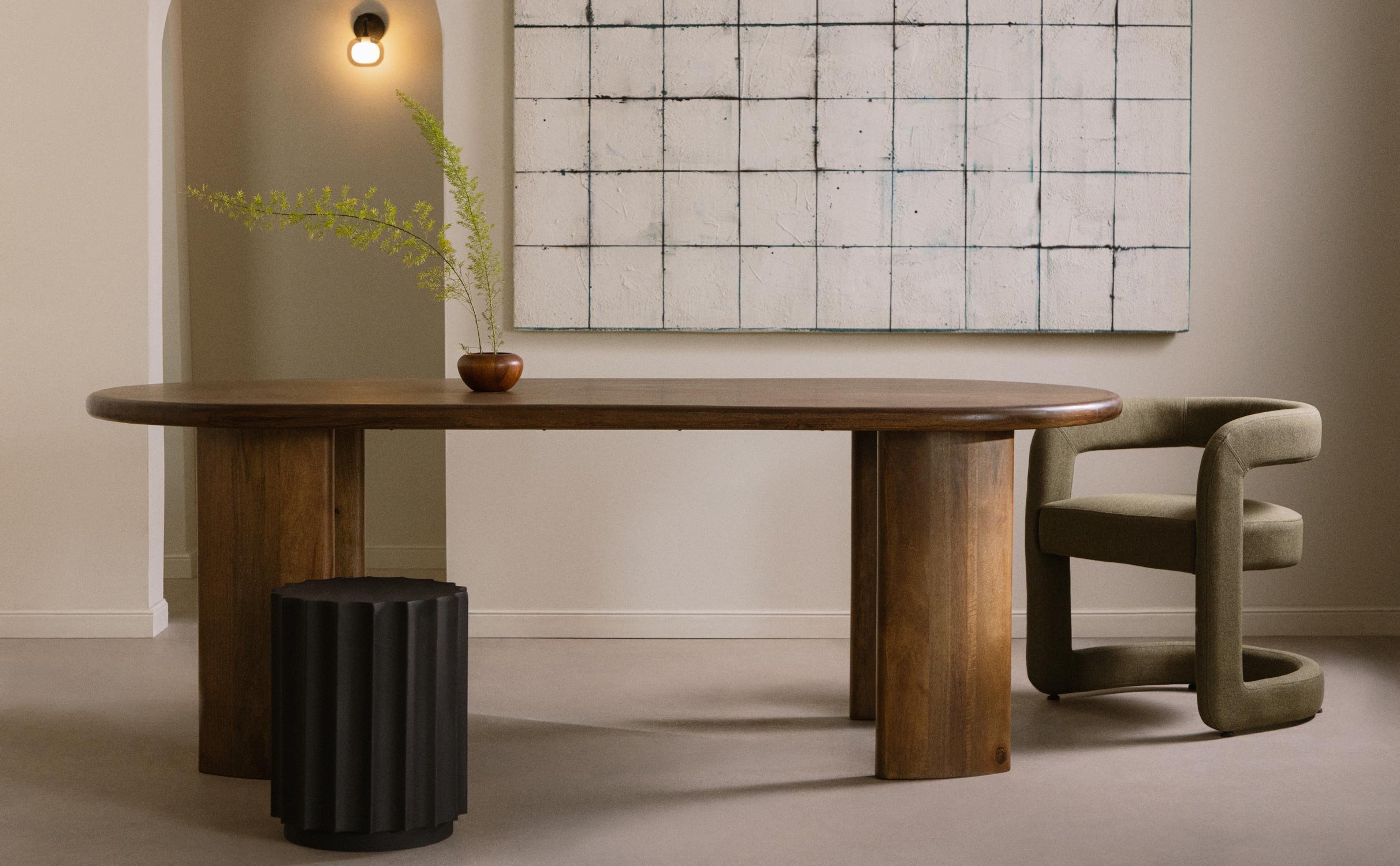 Table à Manger Ovale en Bois de Manguier (220x100 cm) Leno, image de la gelerie 1