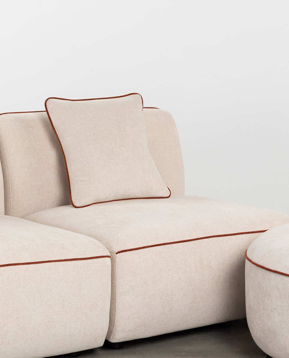 Fauteuil Canapé Modulable 2 Pièces avec Pouf Rond en Tissu Ilham , image de la gelerie 2