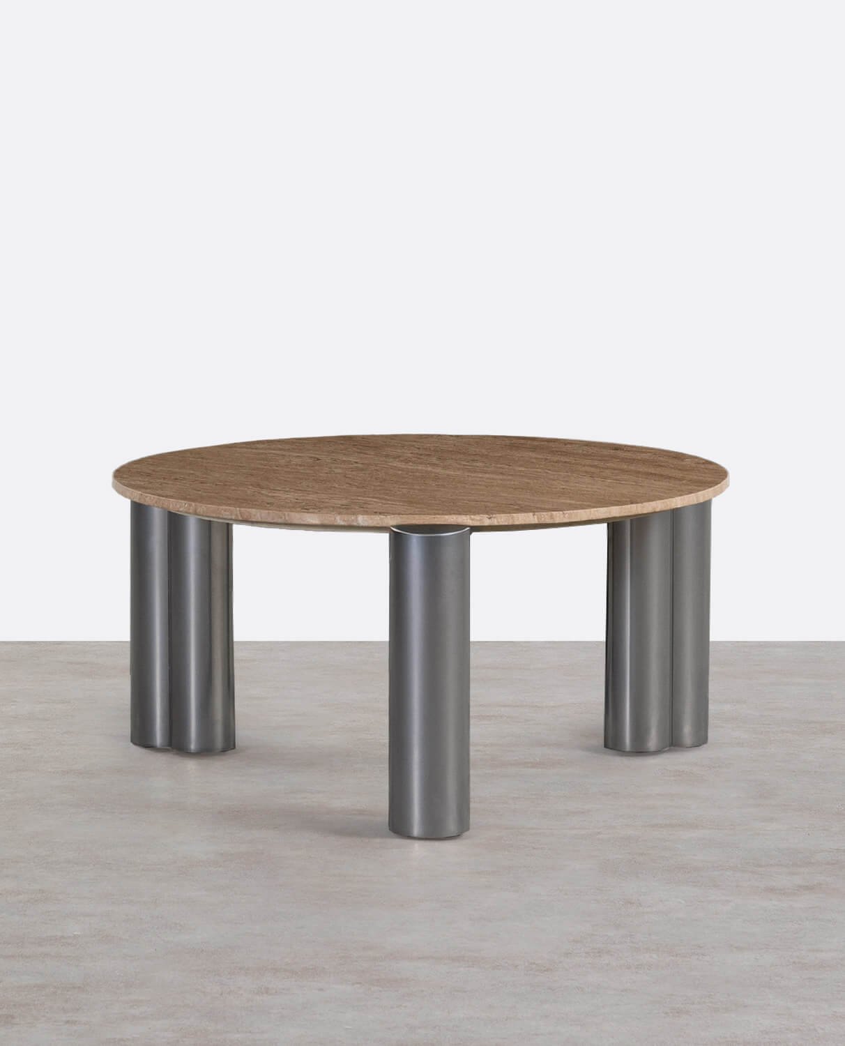Table Basse Ronde avec Plateau en Marbre Travertin (Ø85 cm) Ethel, image de la gelerie 1
