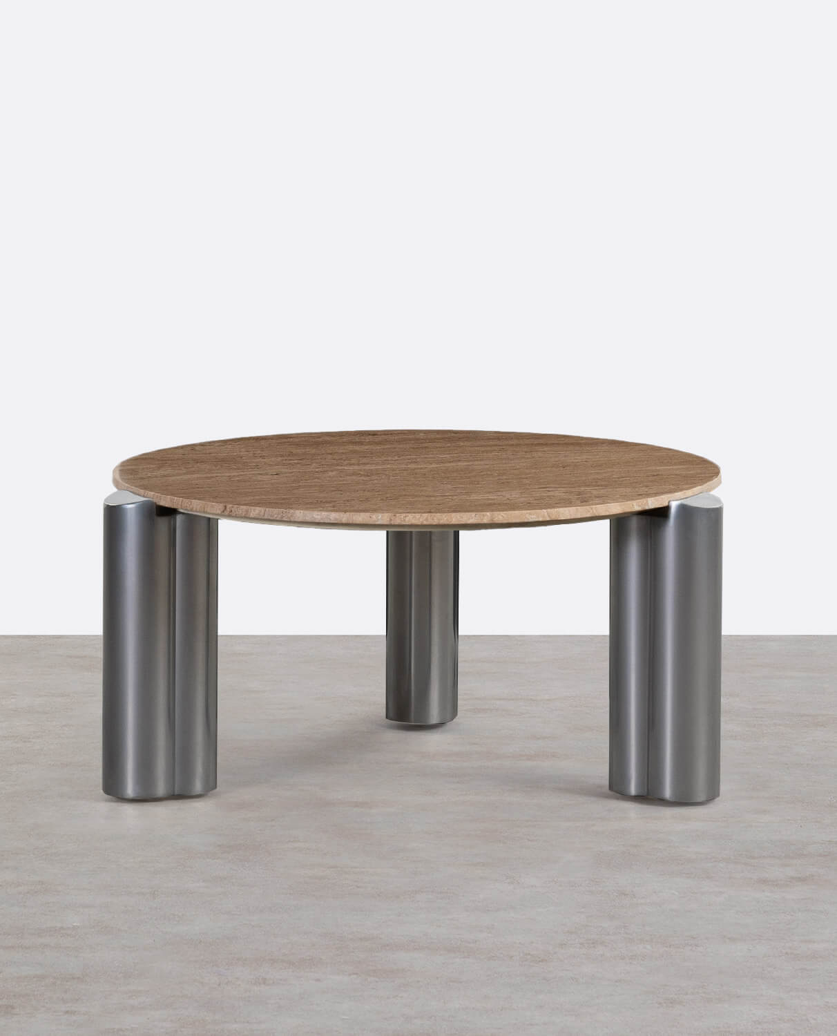 Table Basse Ronde avec Plateau en Marbre Travertin (Ø85 cm) Ethel, image de la gelerie 2