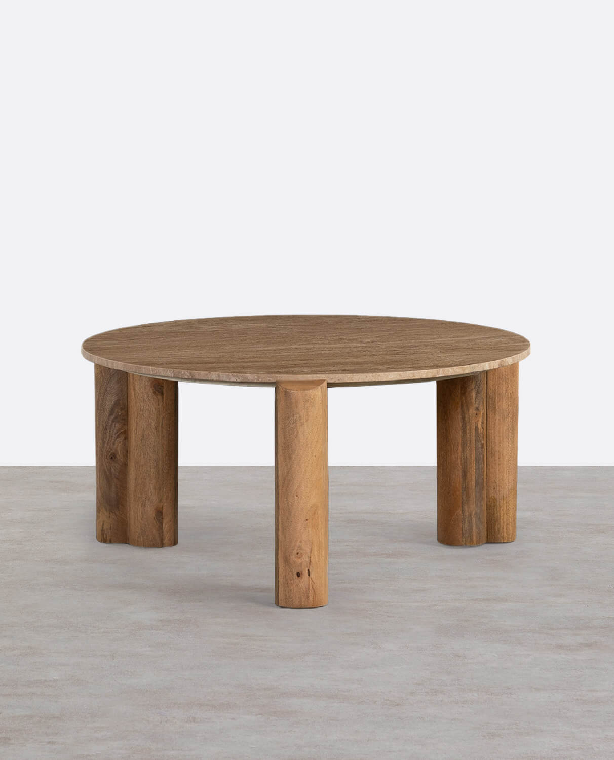 Table Basse Ronde avec Plateau en Marbre Travertin (Ø85 cm) Ethel, image de la gelerie 1