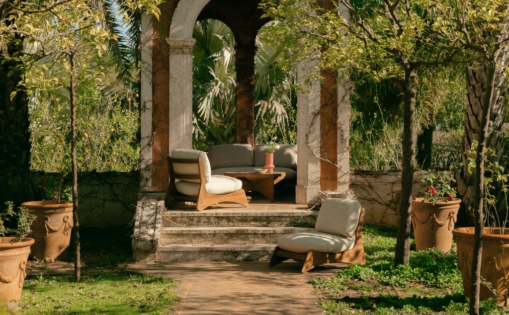 Ensemble de Jardin en Bois d'Acacia et Tissu Lorent
