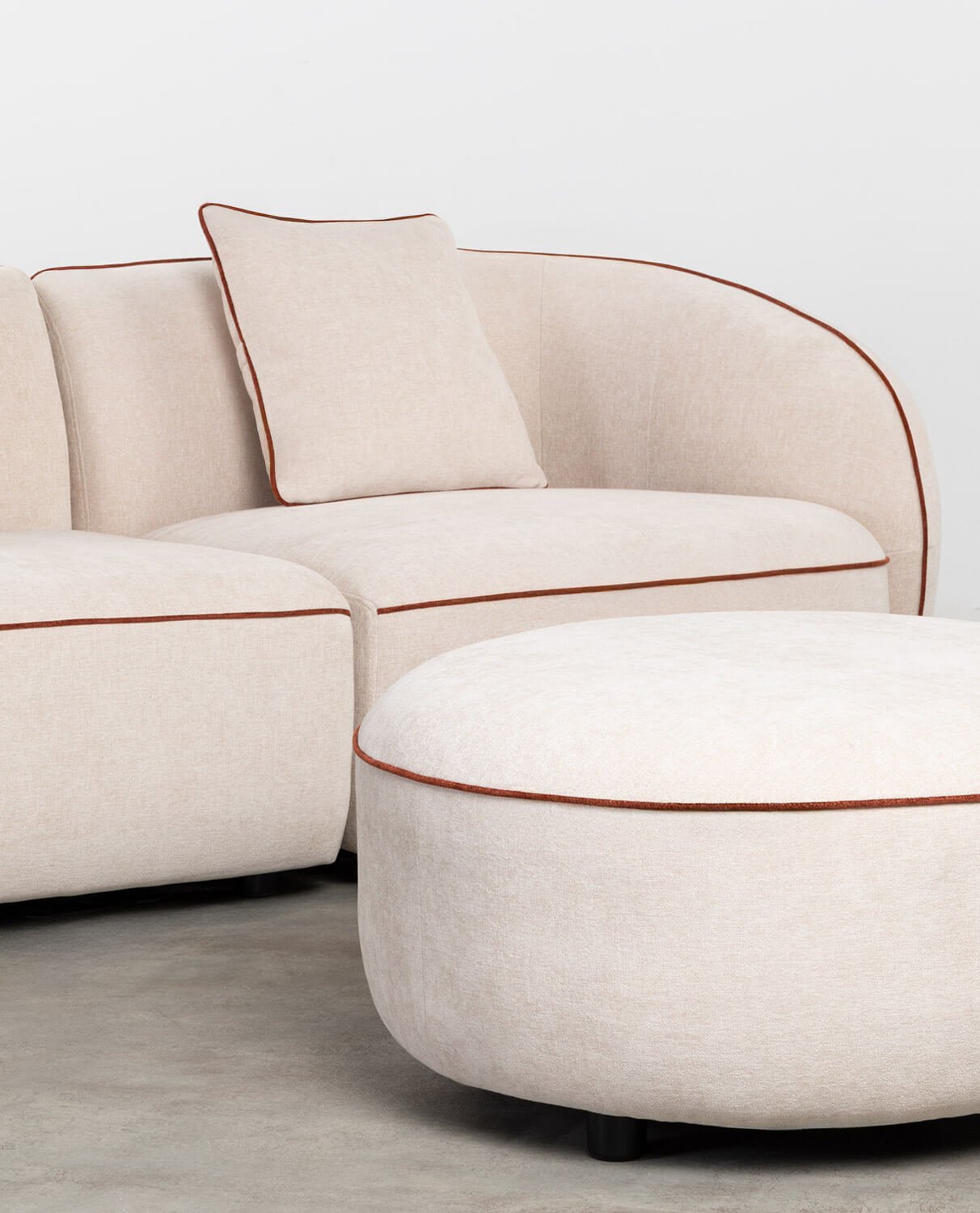 Canapé Modulable 4 Pièces avec Fauteuil D'Angle et Pouf rond en Tissu Ilham, image de la gelerie 2